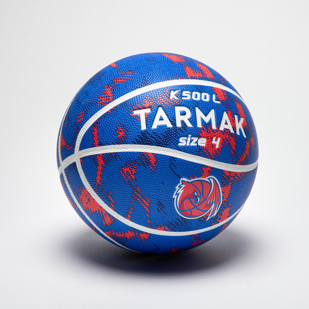 Ballon de basketball taille 4 Enfant - K500 bleu orange